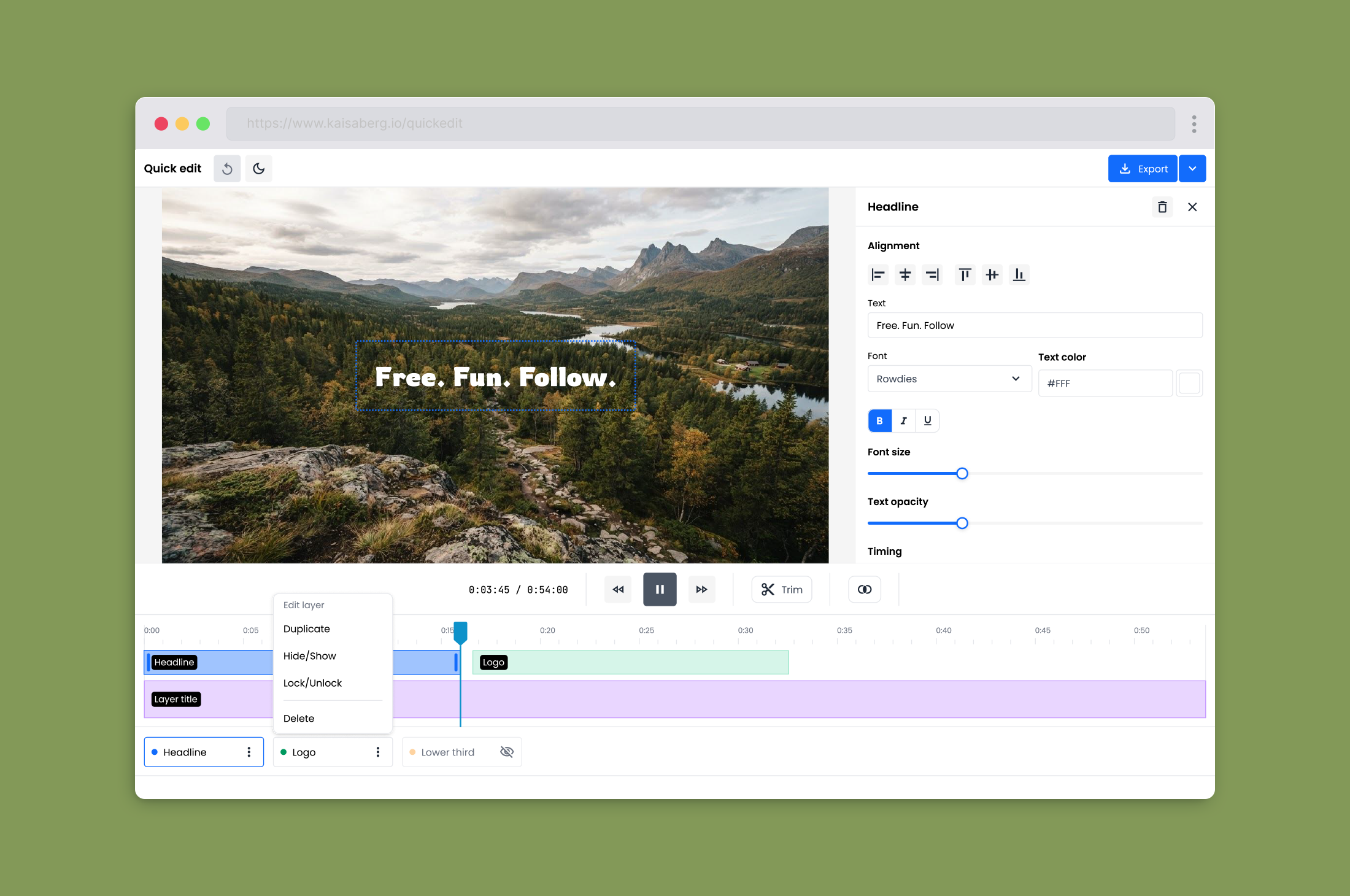Quick Edit editor view